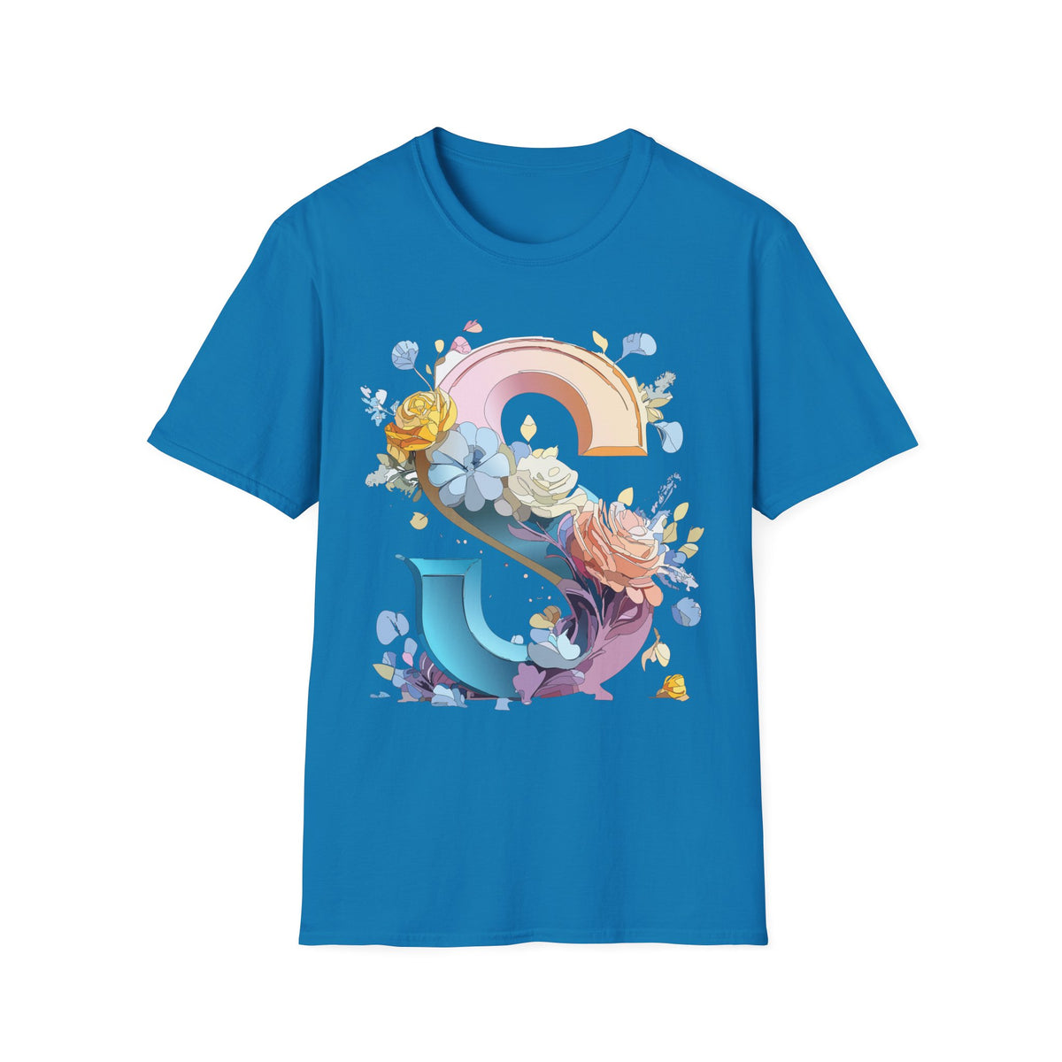 Floral Rainbow Letter S T-Shirt | Floral Initial Tee
