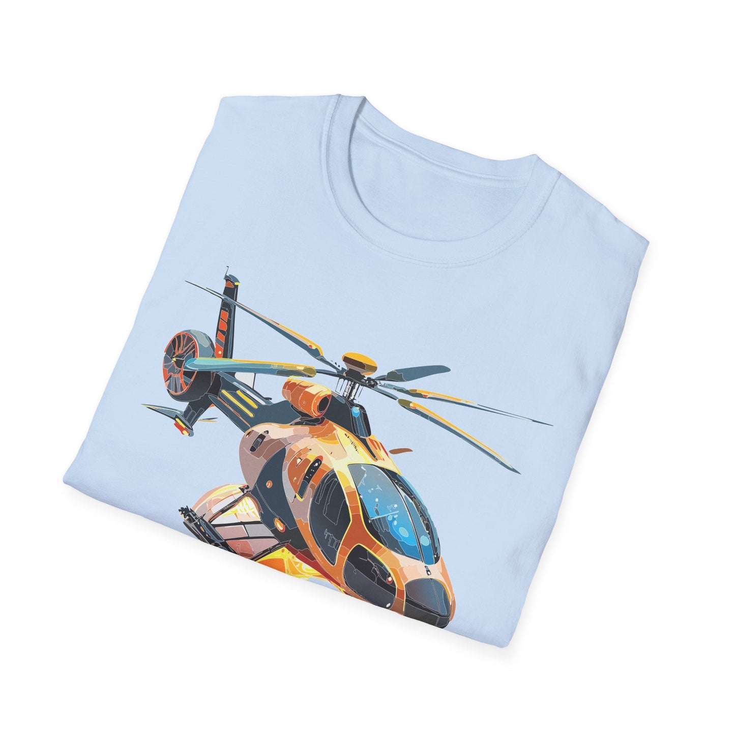 Unisex Helicopter Chopper T Shirt Softstyle 64000 Gildan Durable Lightweight Tee Design