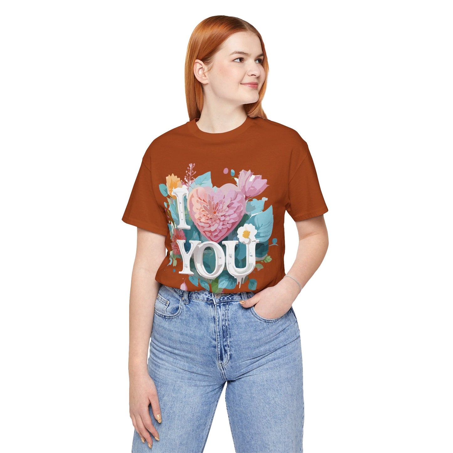 Valentine Day Graphic Unisex 100 Cotton Vintage Artwork with Love and Flower Design Tee 9