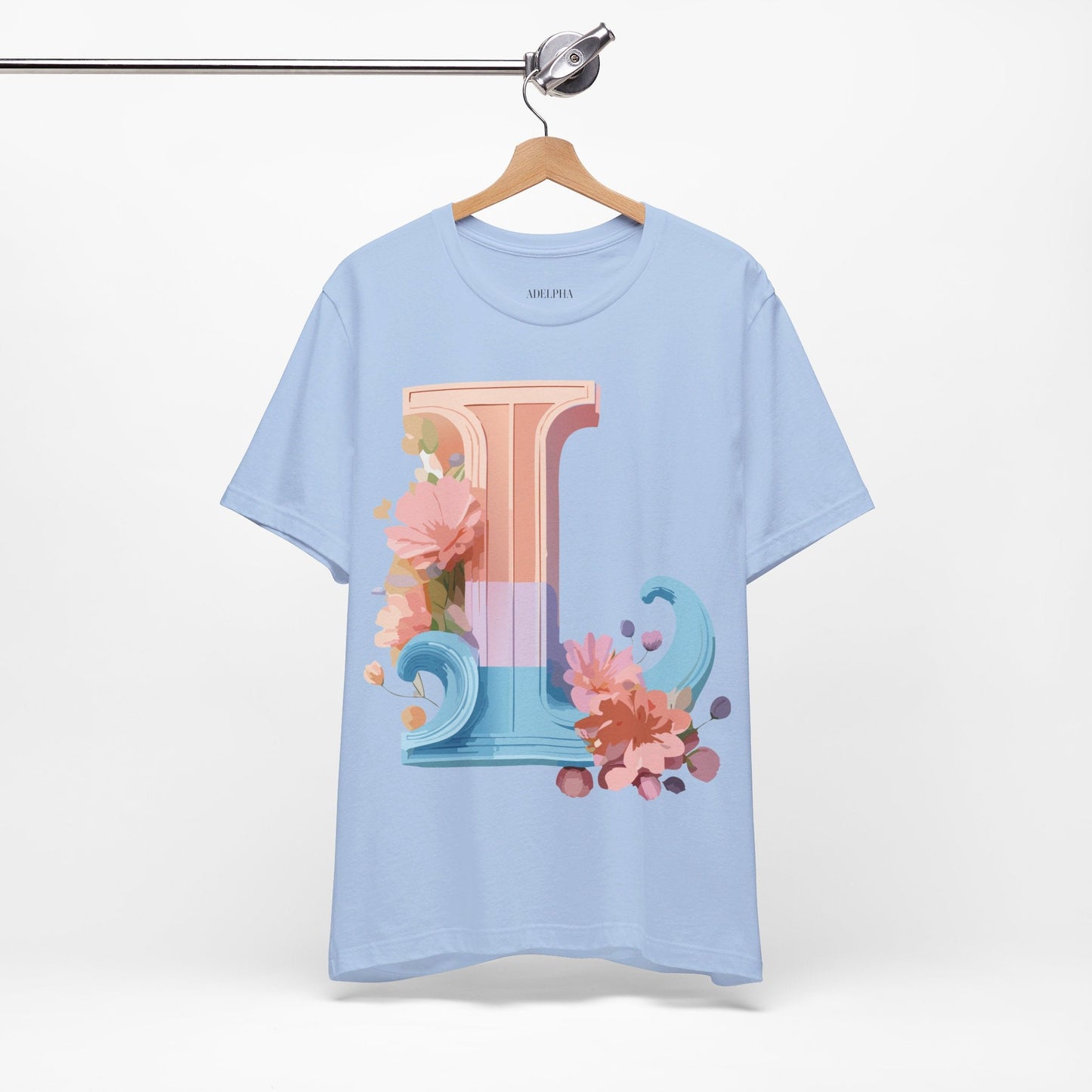 Letter L Shirt Unisex Graphic Tee Vintage Inspired Artwork By Adelpha For Everyday Style