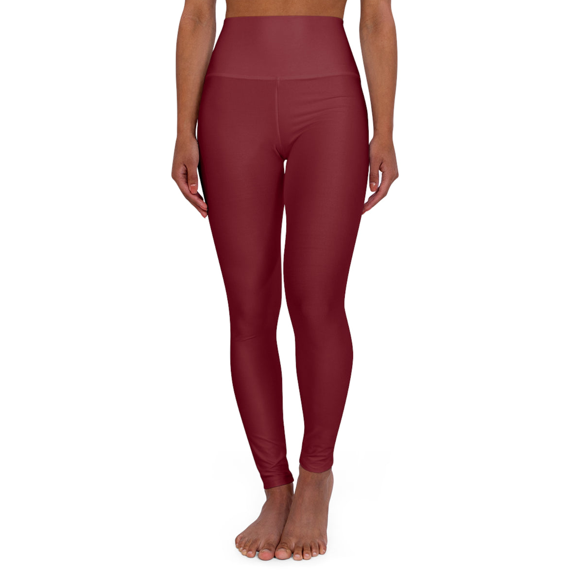 Burgundy Color High-Waist Yoga Leggings Women's Seamless Poly-Span Stretchy Pants XS-2XL