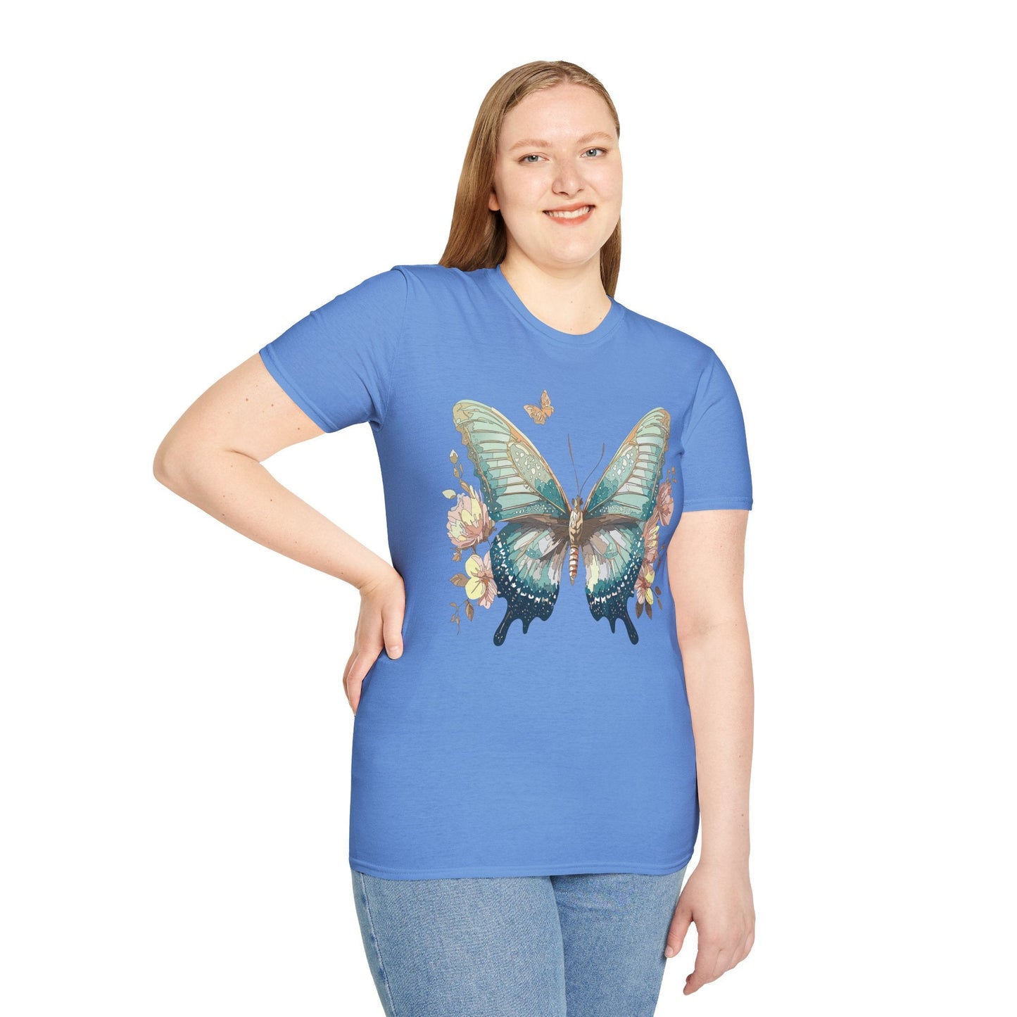 Butterfly Print Unisex T Shirt Monarch Design Softstyle 64000 Gildan Cotton Tee Quality