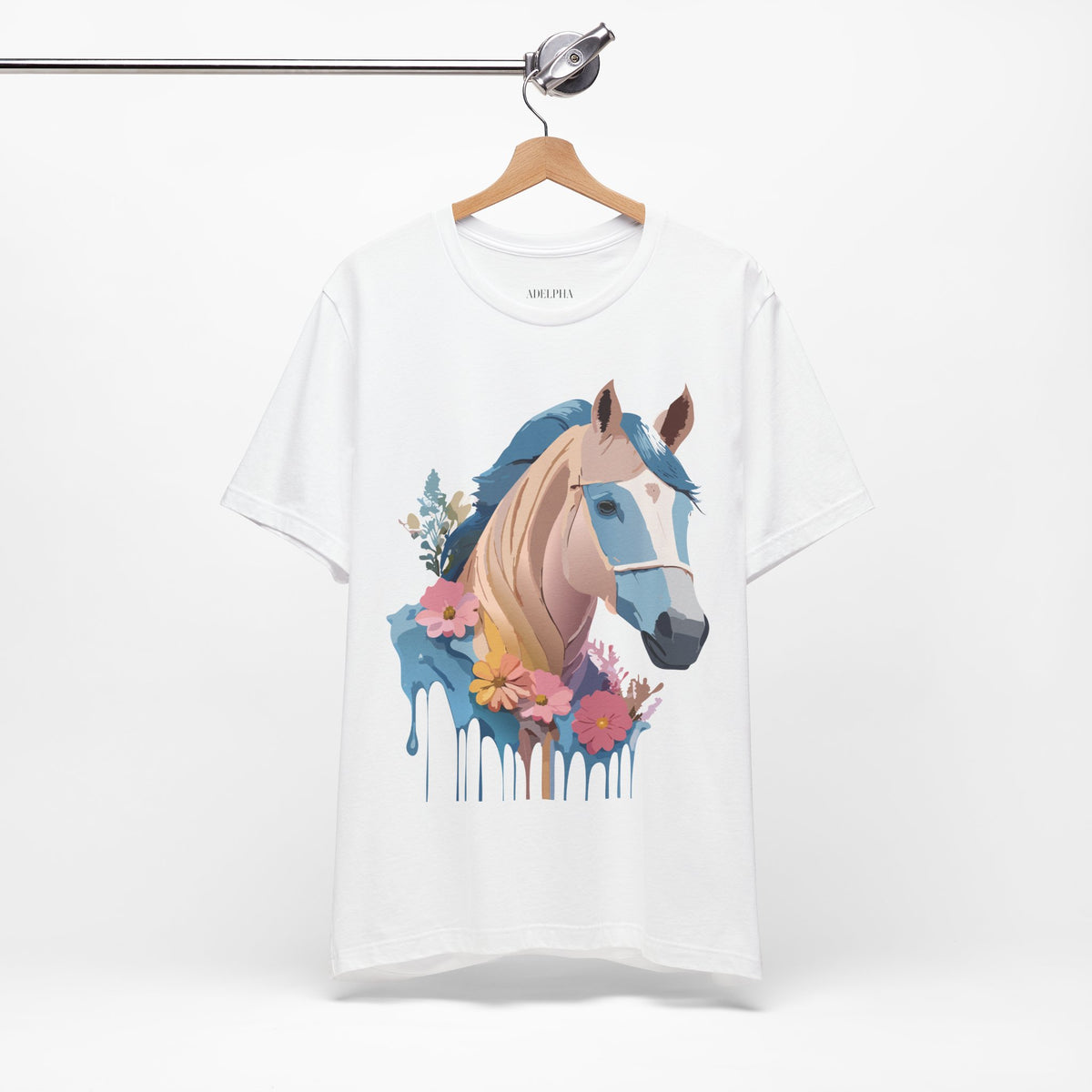 Horse Graphic Unisex Cotton Bella+Canvas Tee with Art Animal Design e308