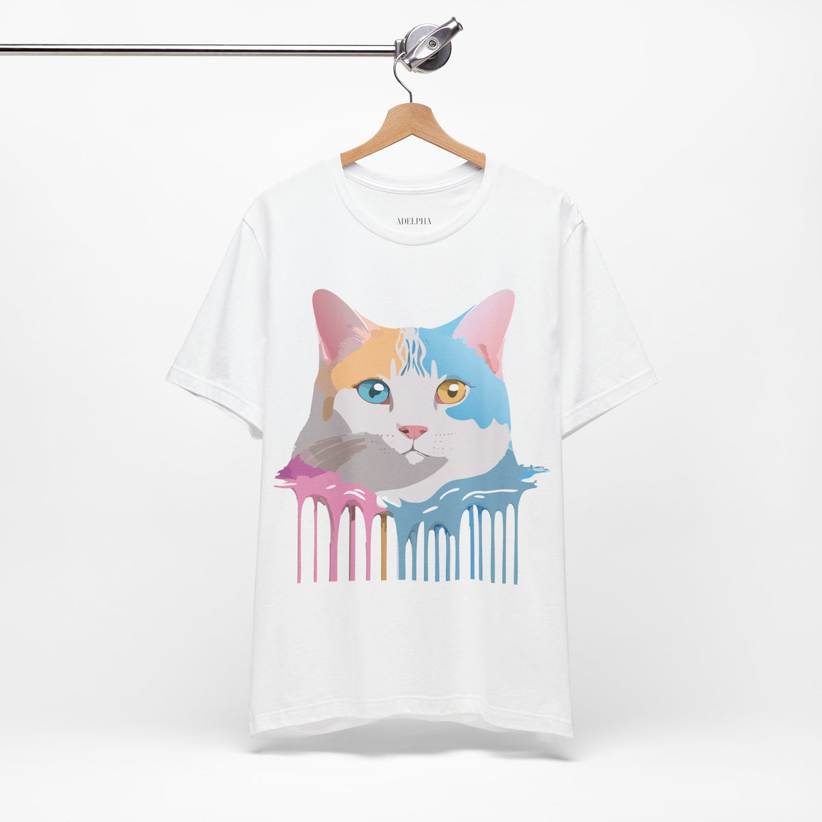 Cat Graphic Unisex Cotton Bella+Canvas Tee with Art Animal Design e109
