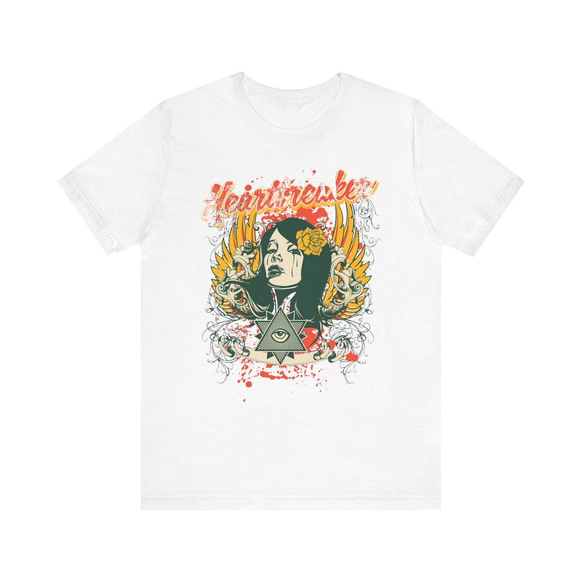 Heartbreaker Illustration Tee Retro Femme Portrait Floral Skull Graphic T-Shirt