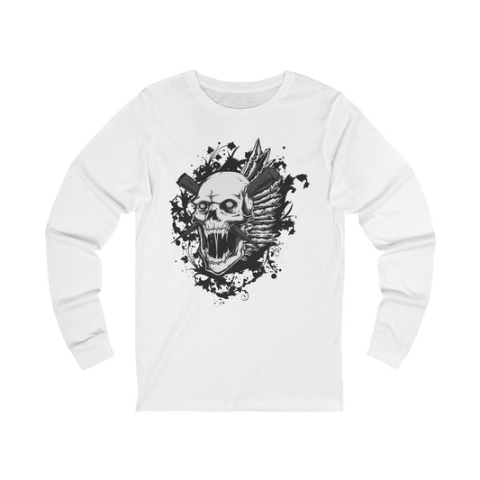 Creepy7 Unisex Skull Long Sleeve Tee, Skull Jersey Shirt, Skeleton T-Shirts with Long Sleeves, Skeleton Art Design Tees