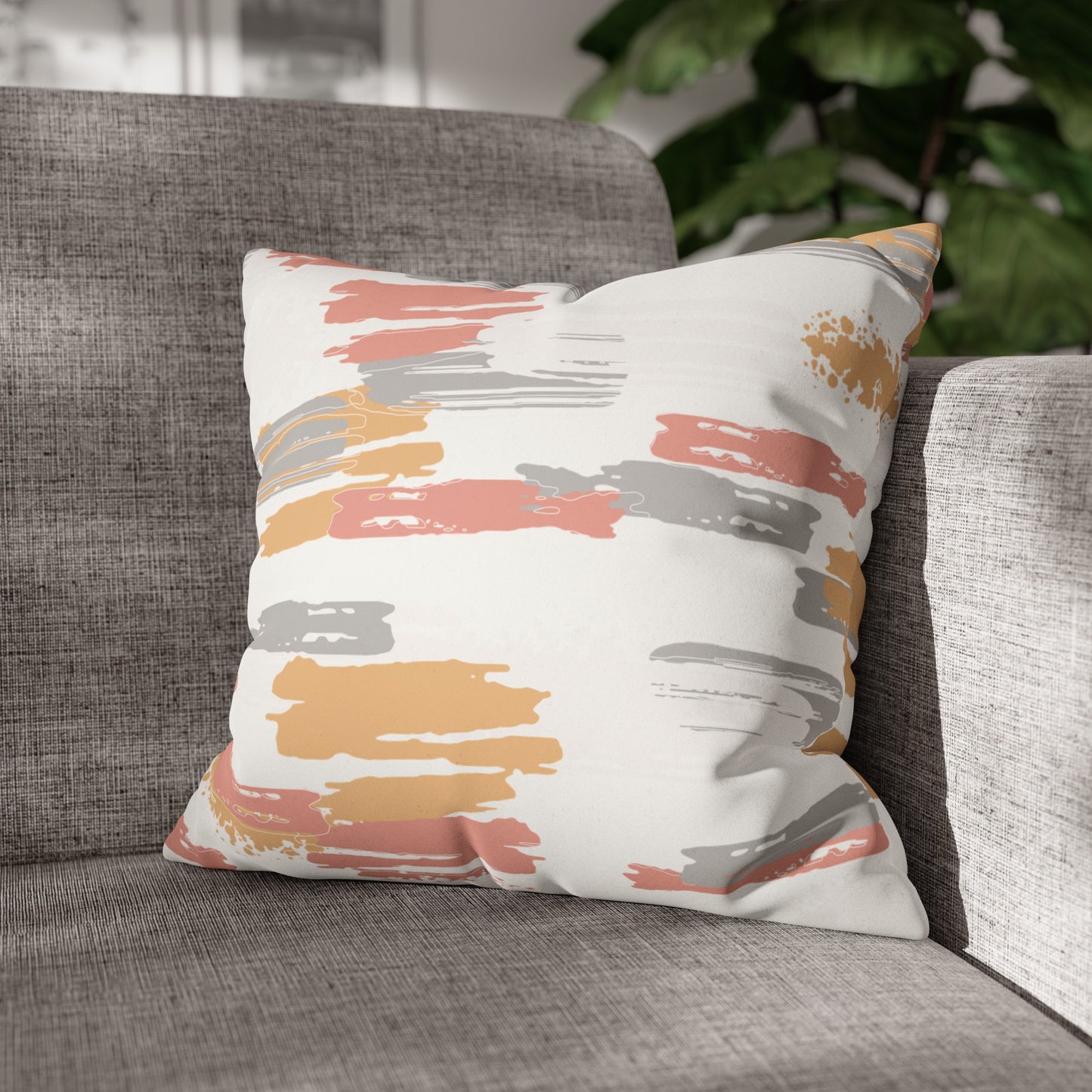 Faux Suede Pillowcase with Abstract print