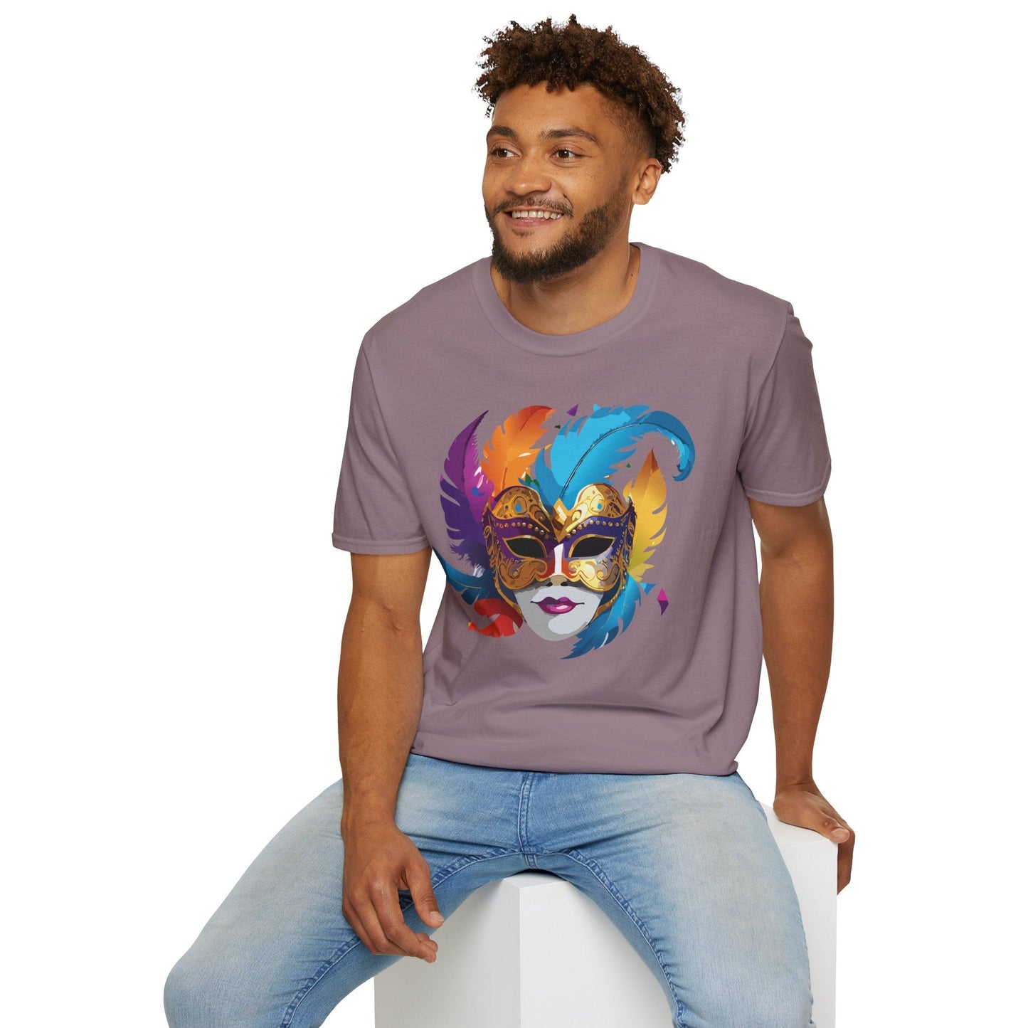 Mask Tee Shirt Unisex Short Sleeve Cotton Tee Art Design Masquerade Gildan Softstyle 64000