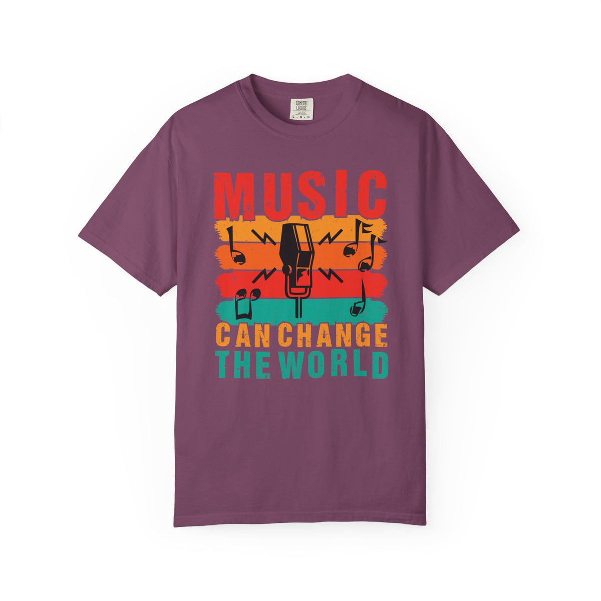 Music Can Change the World T-shirt Retro Microphone Music Notes Unisex Cotton Tee 089
