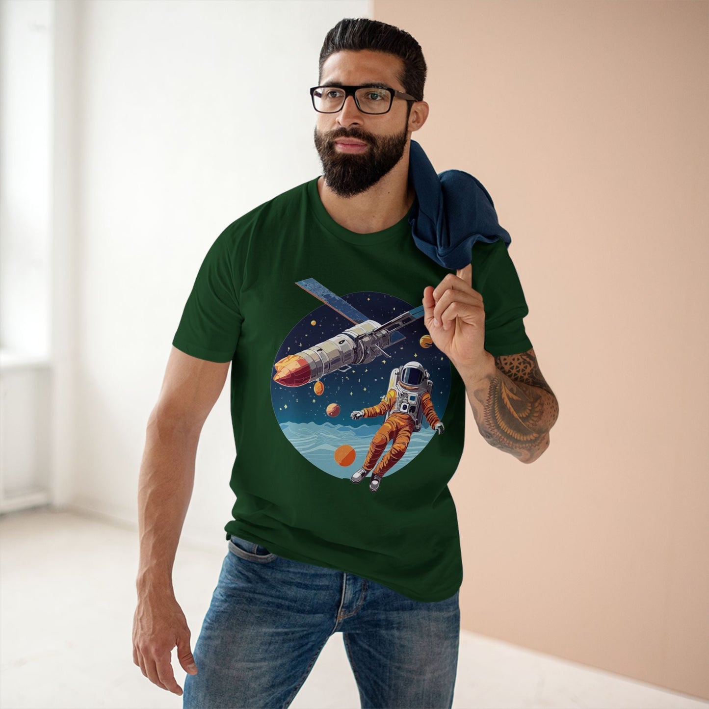 Cosmos Astronaut Shirt Unisex Premium Cotton Art Tee CS 5 Retro2Nova Collection Soft Comfort