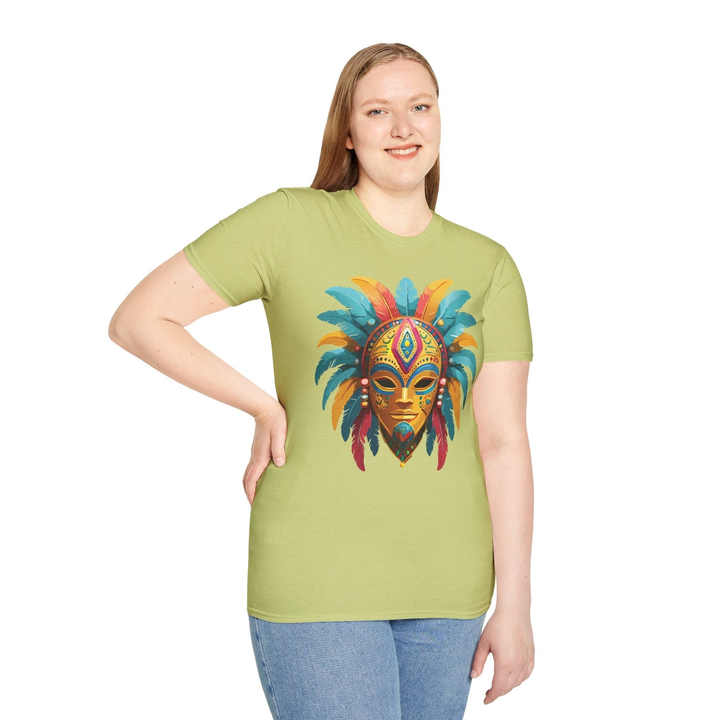 Unisex Mask Tee Shirt Masquerade Design Softstyle Gildan 64000 Comfortable Cotton Tee