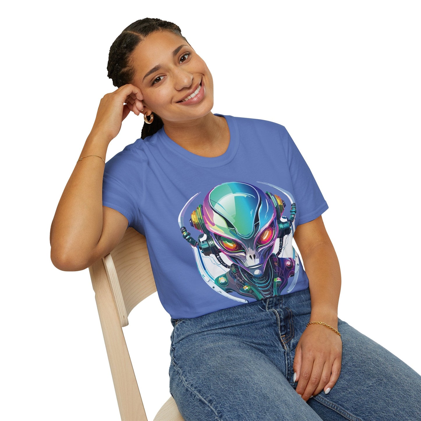 Alien Graphic Unisex Cotton Softstyle UFO Artwork Tee 3