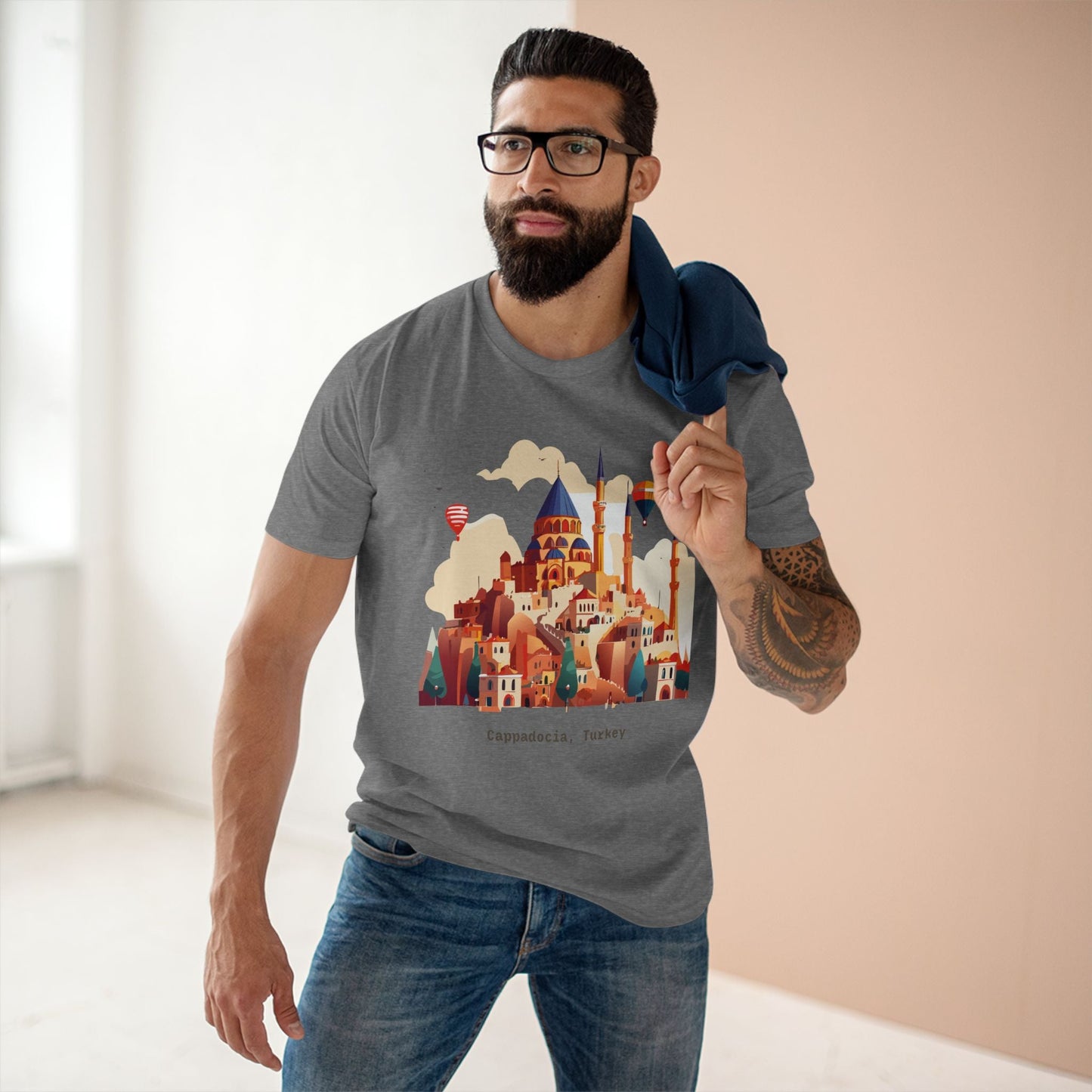 Travel Shirt Cappadocia Unisex Premium Cotton Tee With Original Art Design TT5 Art Collection