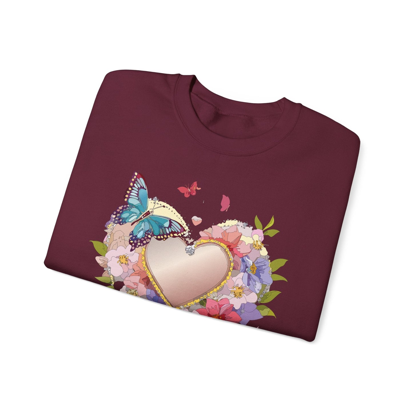 Unisex Floral Heart Sweatshirt Floral Love Sweatshirt Valentines Day Sweatshirt Heart Floral Design