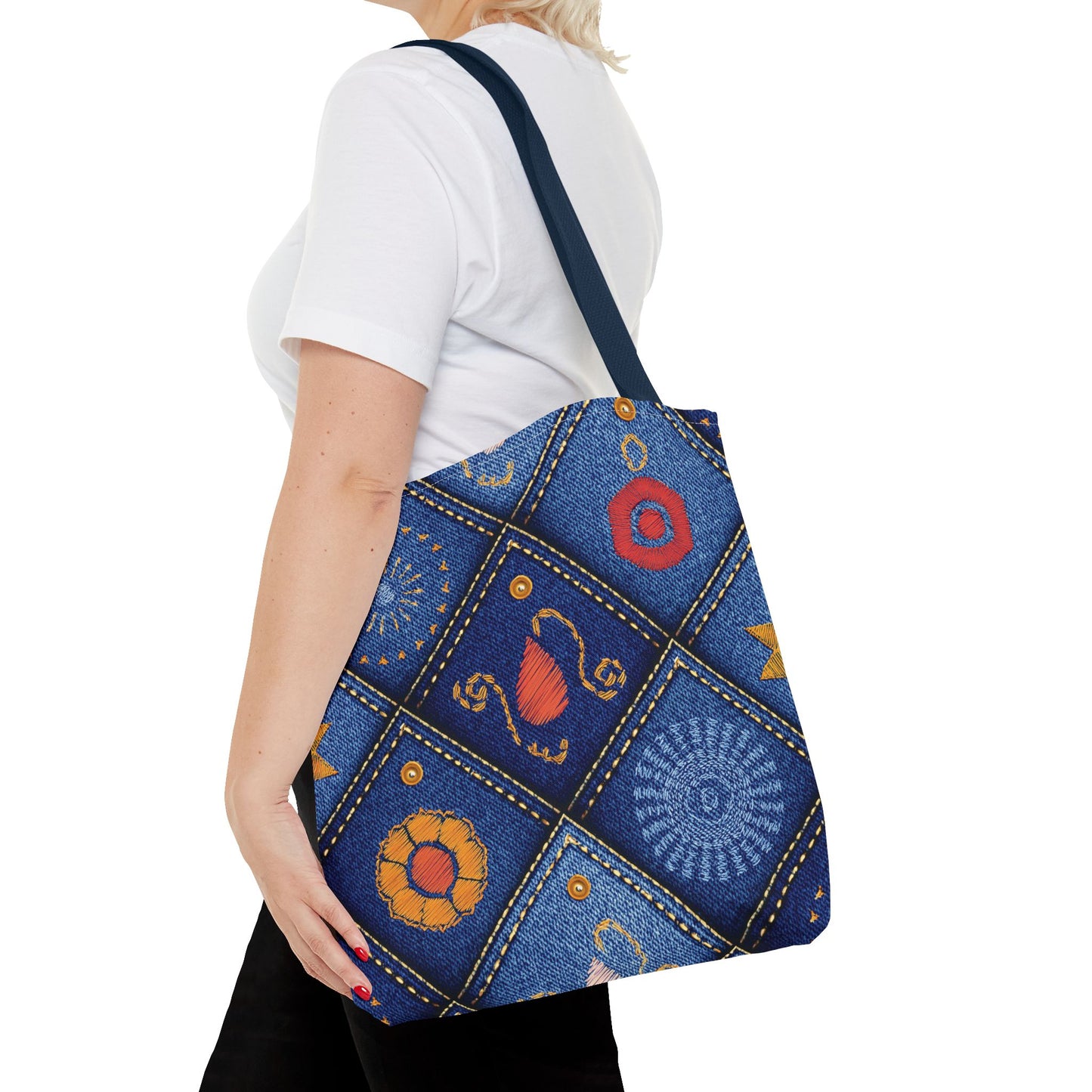 Diwali Graphic Denim Fabric Imitation Print Unisex Canvas Bag Poly Spun 3 Sizes Tote Bag 205-4
