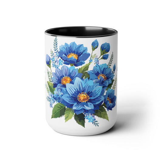 Two-Tone Coffee Mug with flowers