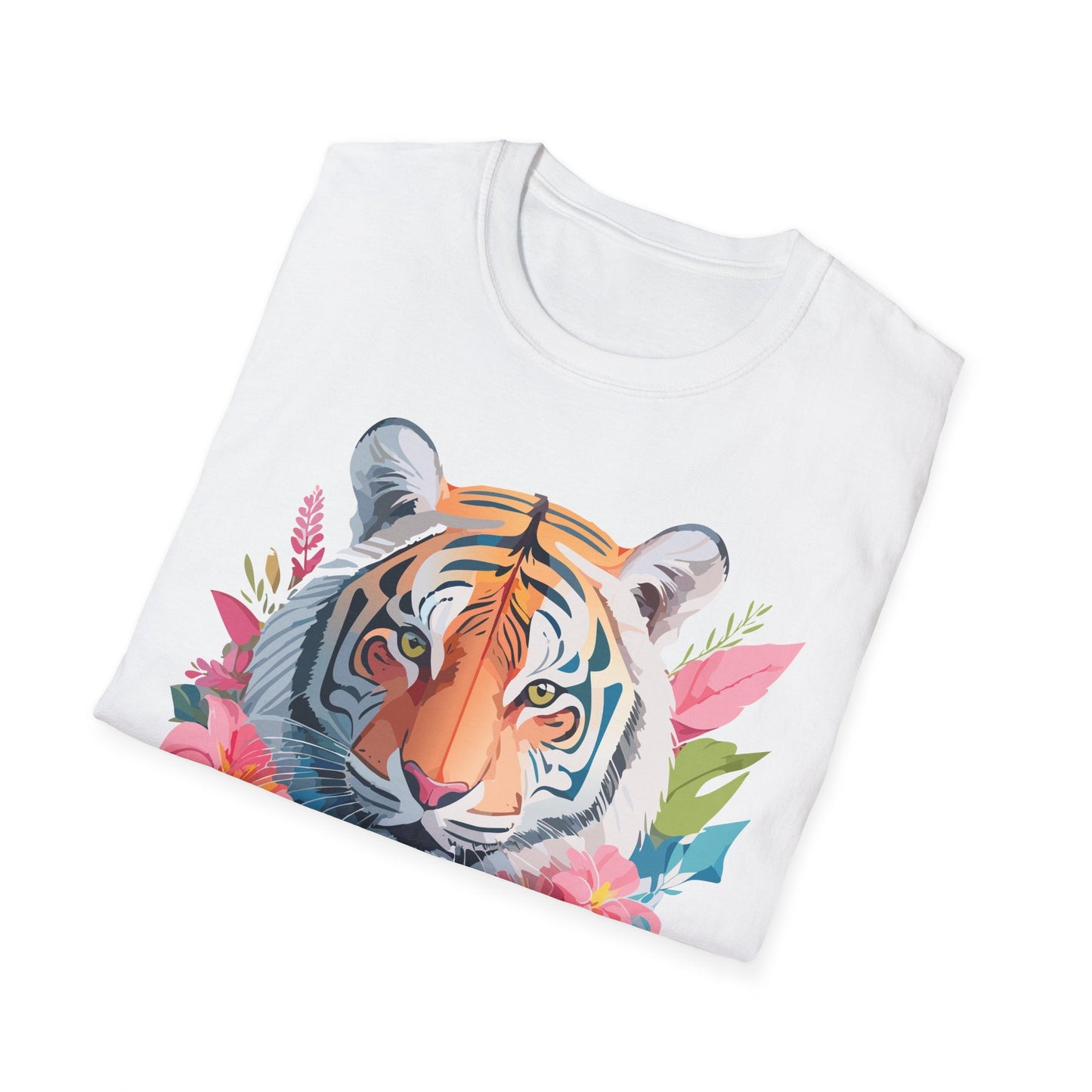 Tiger Print Unisex Softstyle T Shirt Short Sleeve Gildan 64000 Tee