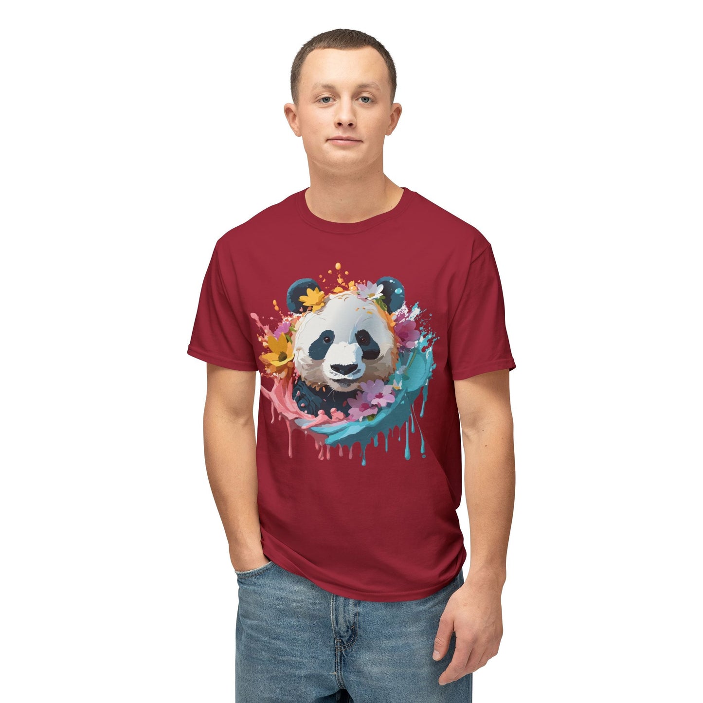 Unisex Panda T Shirt With Art Print Vintage Panda Floral Tees Panda Art Design Shirt USA Made