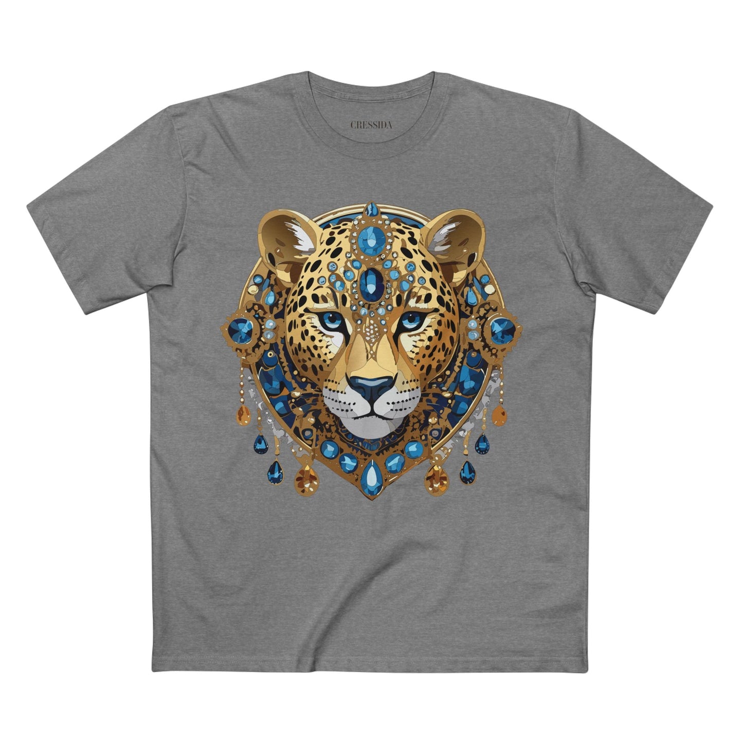 Cheetah Graphic Unisex 100 Cotton Tee With Unique Animal Golden Medallion Art Design 47
