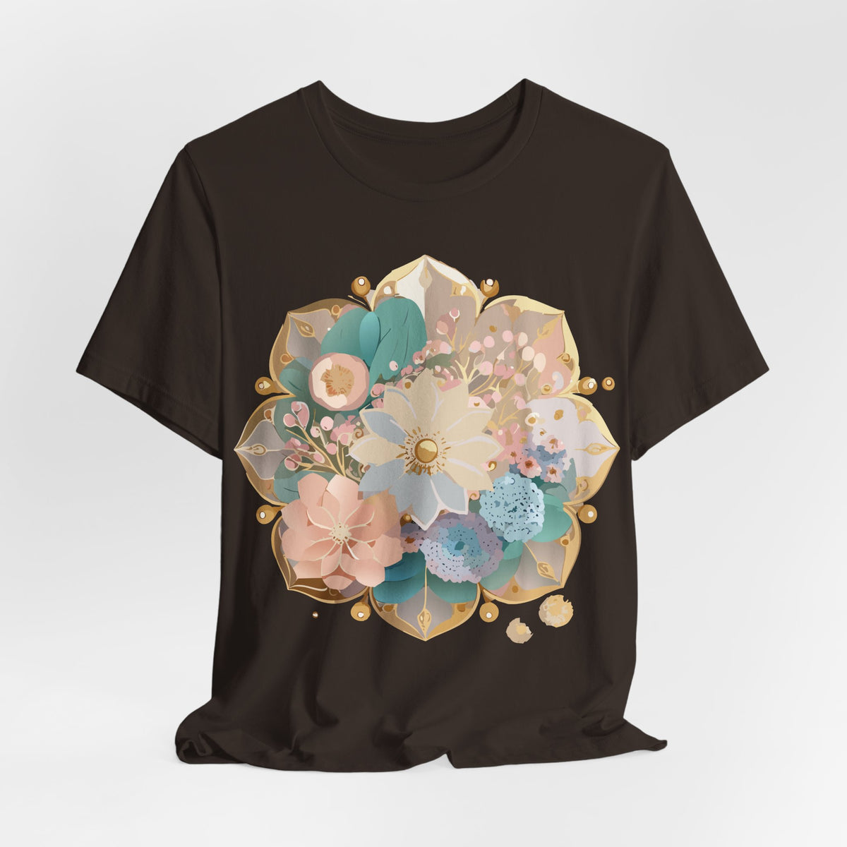 Mandala Graphic Unisex Cotton Bella+Canvas Tee with Floral Art Design n143