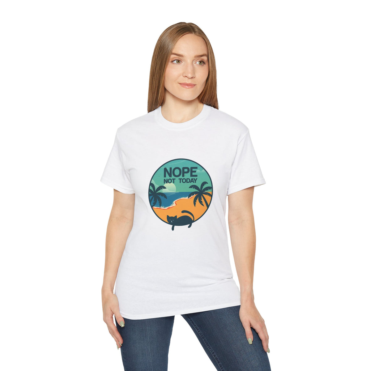 Nope Not Today sloth tee | Tropical palm sunset shirt