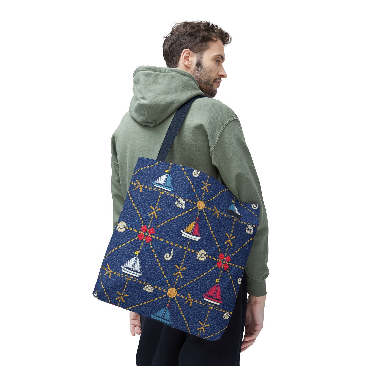 Denim Fabric Imitation Print Unisex Canvas Bag Poly Spun 3 Sizes Tote Bag 182-14