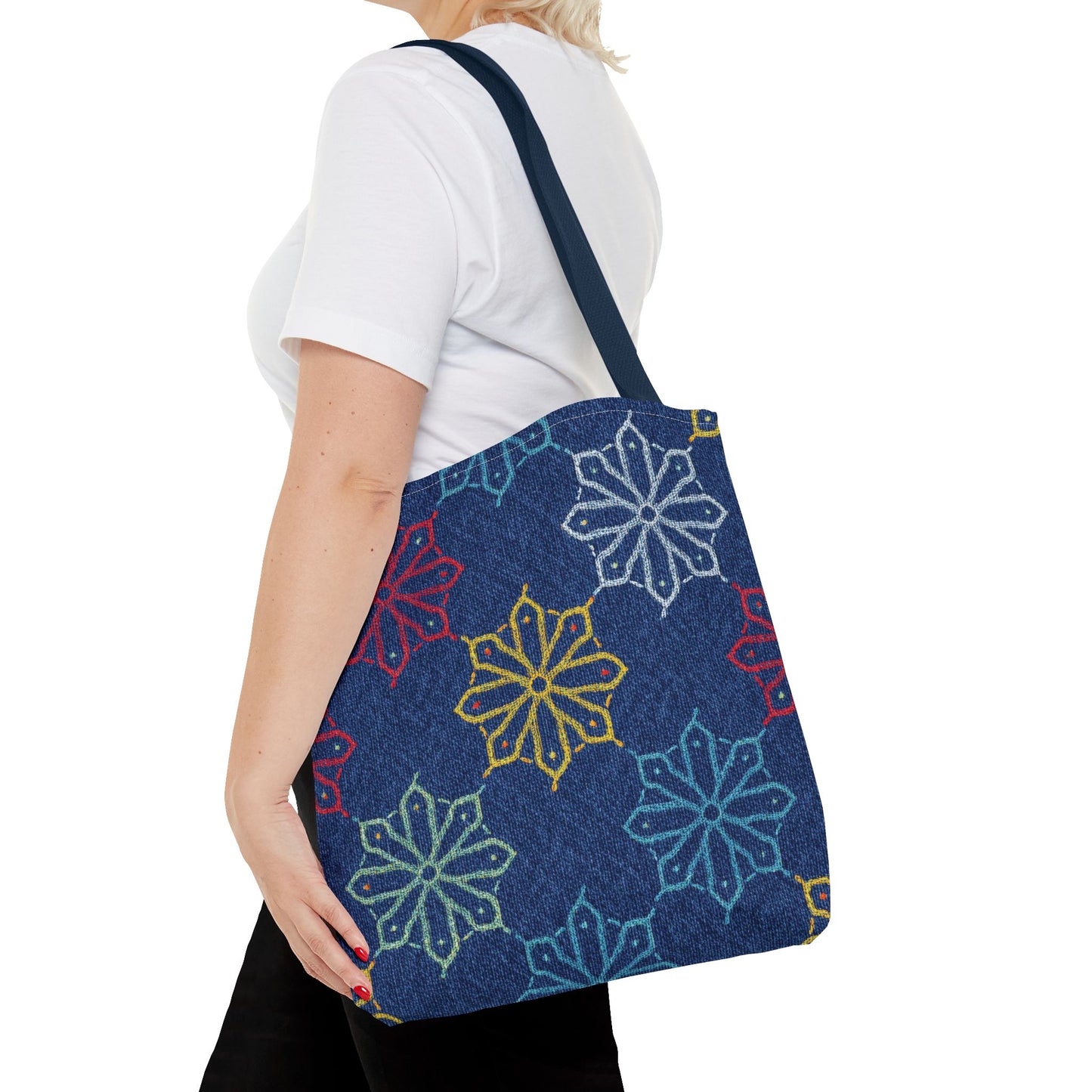 Diwali Graphic Denim Fabric Imitation Print Unisex Canvas Bag Poly Spun 3 Sizes Tote Bag 205-7