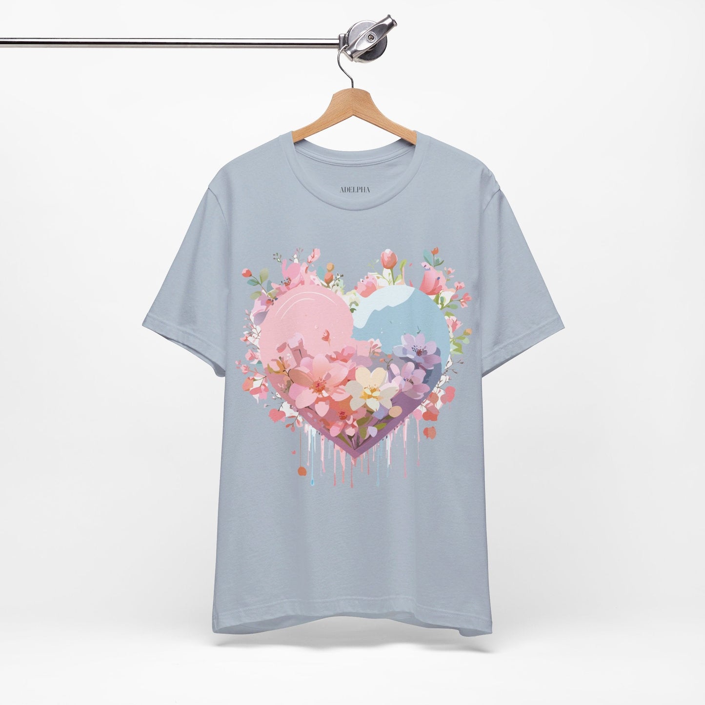 Valentine Day Graphic Unisex 100 Cotton Vintage Artwork with Love and Flower Design Tee 31