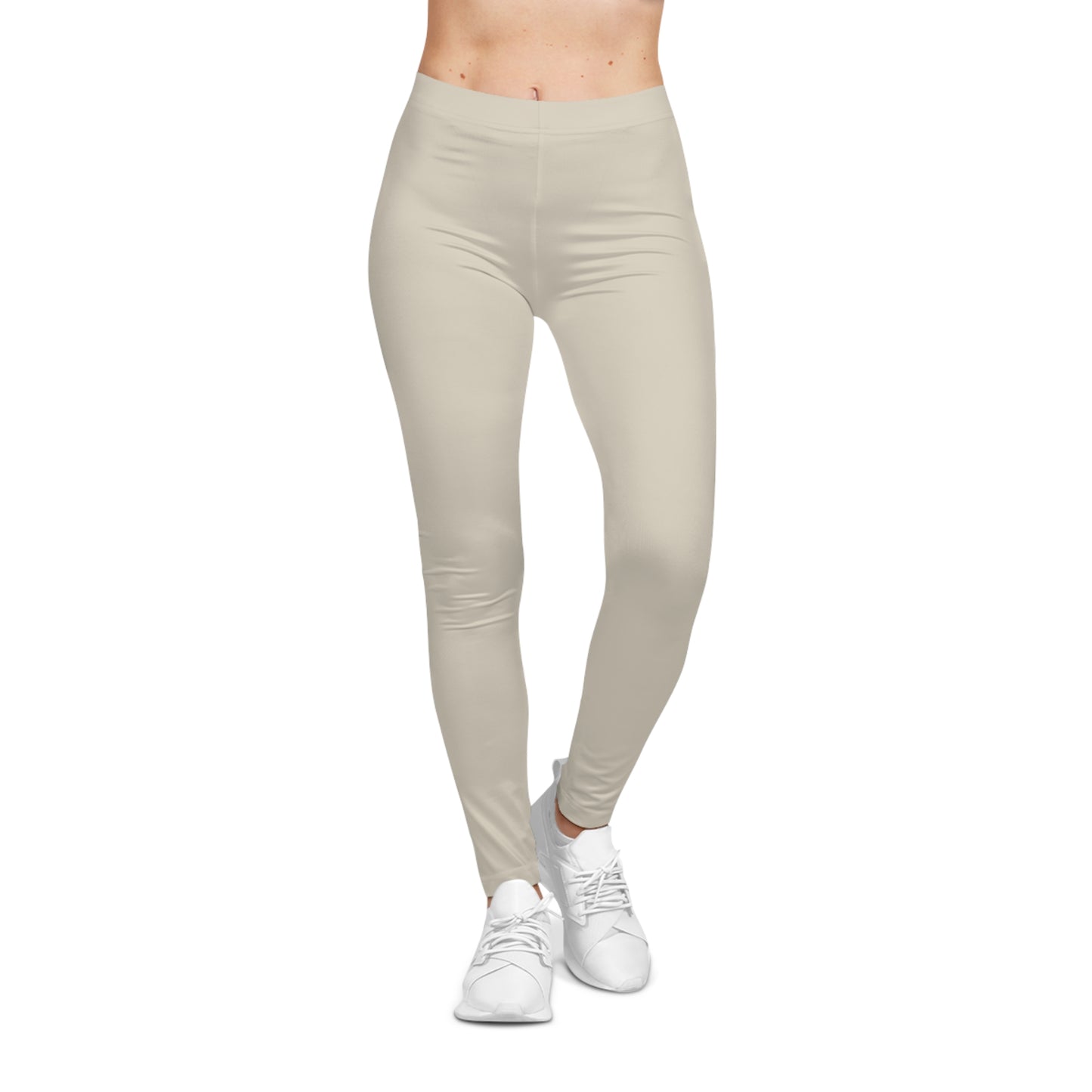 Bone Beige Color Women's Poly-Span Casual Leggings XS-2XL