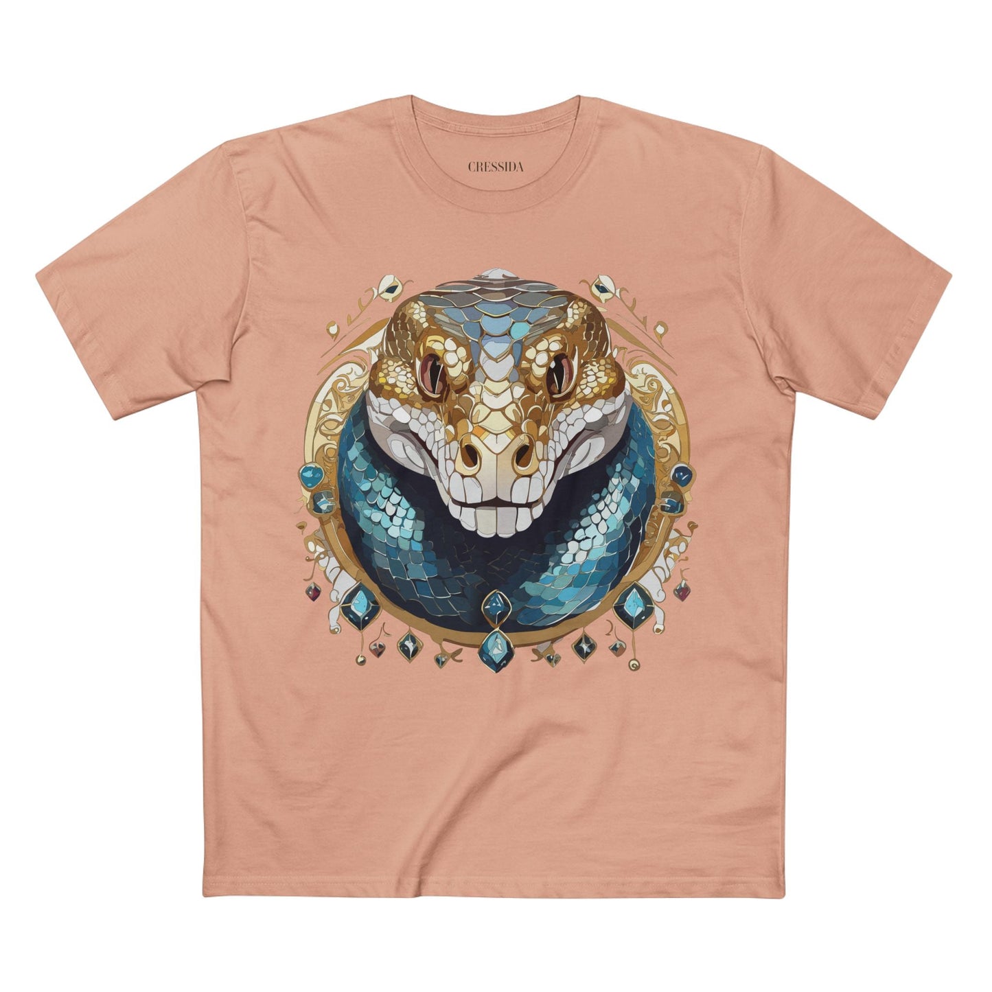 Snake Graphic Unisex 100 Cotton Tee With Unique Animal Golden Medallion Art Design 43