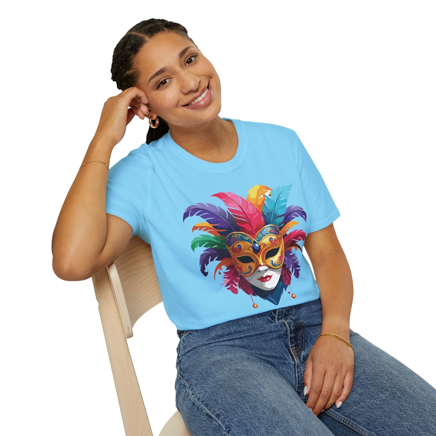Unisex Mask Tee Shirt Gildan Softstyle 64000 Lightweight Comfortable Masquerade Design Tee