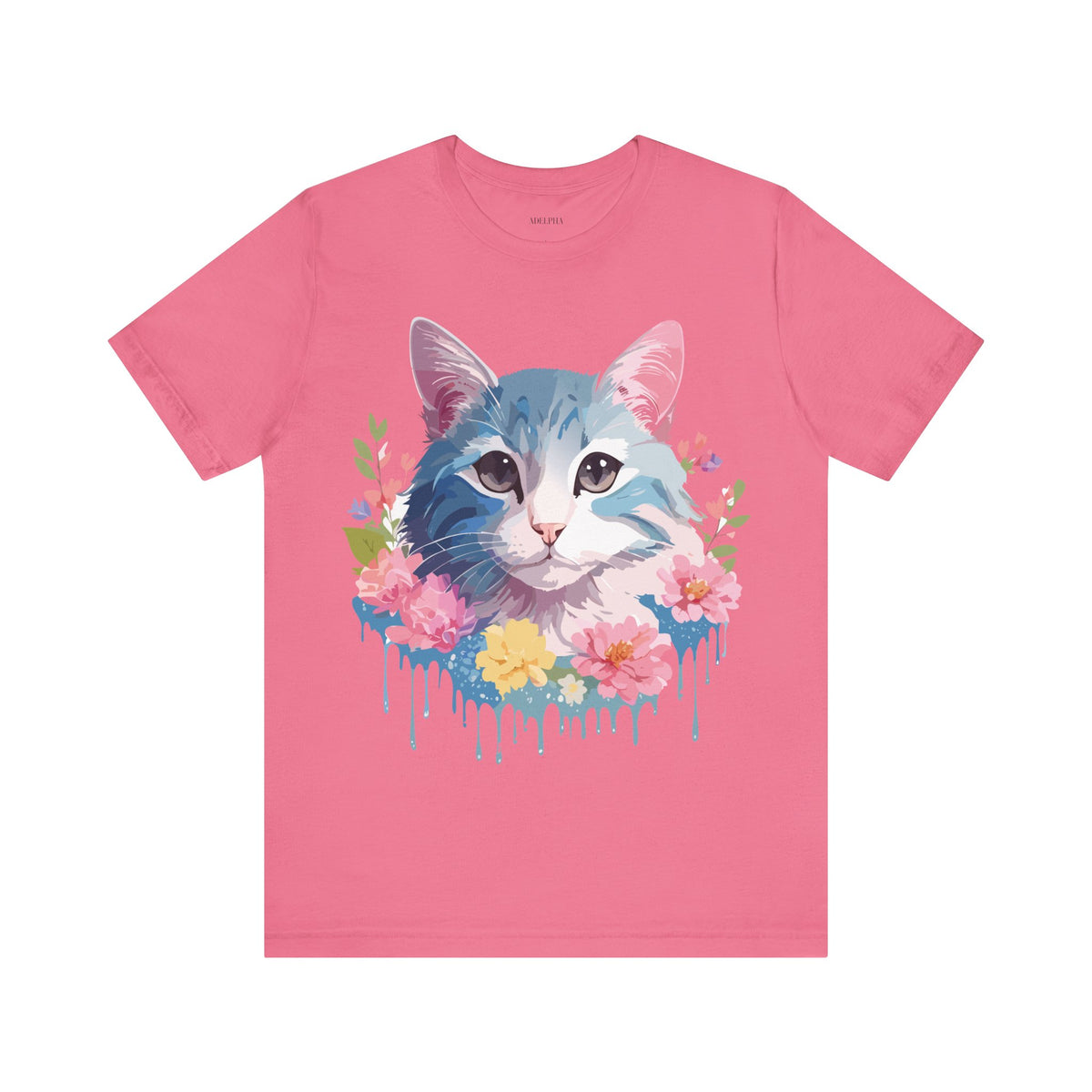 Cat Graphic Unisex Cotton Bella+Canvas Tee with Art Animal Design e105