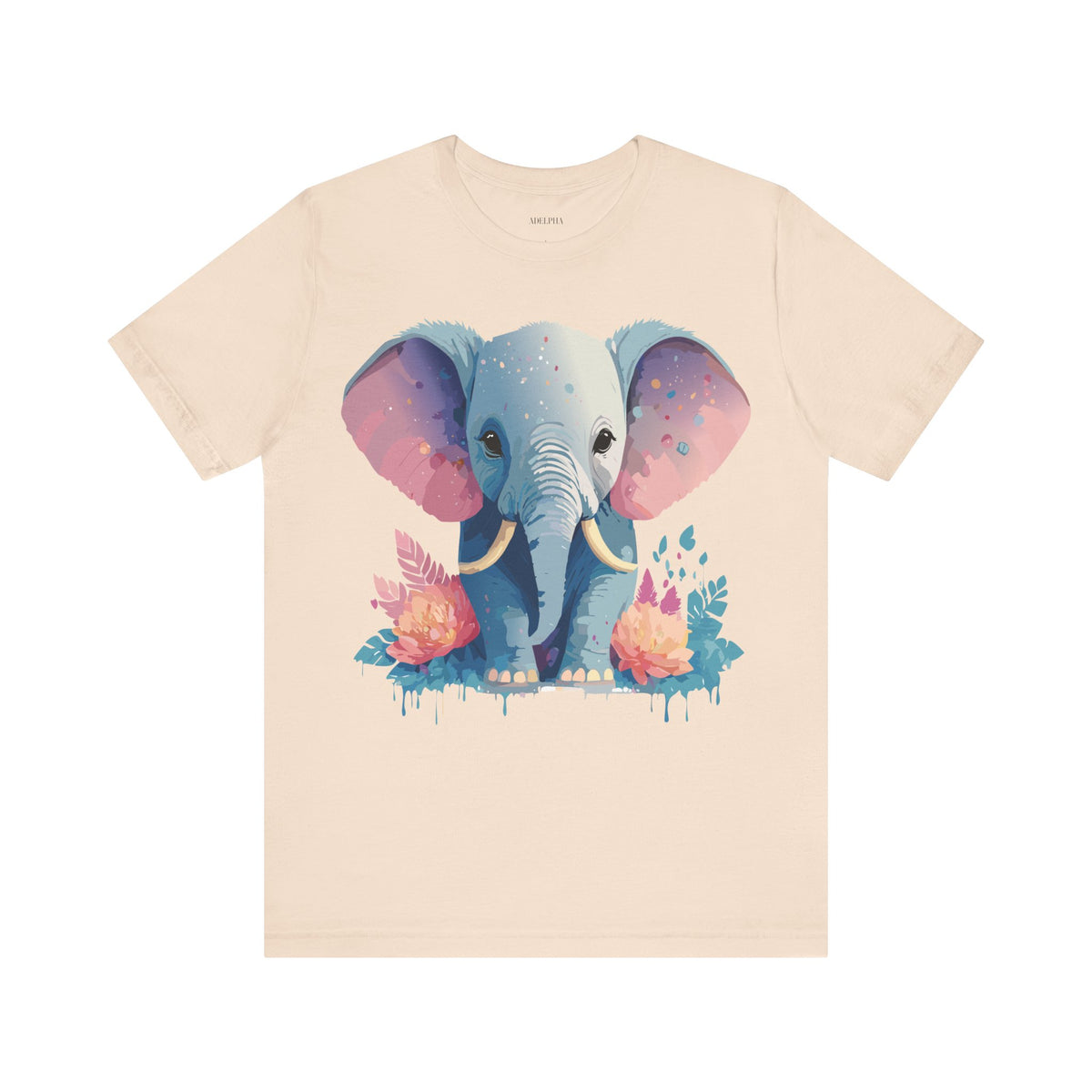 Elephant Graphic Unisex Cotton Bella+Canvas Tee with Art Animal Design d17