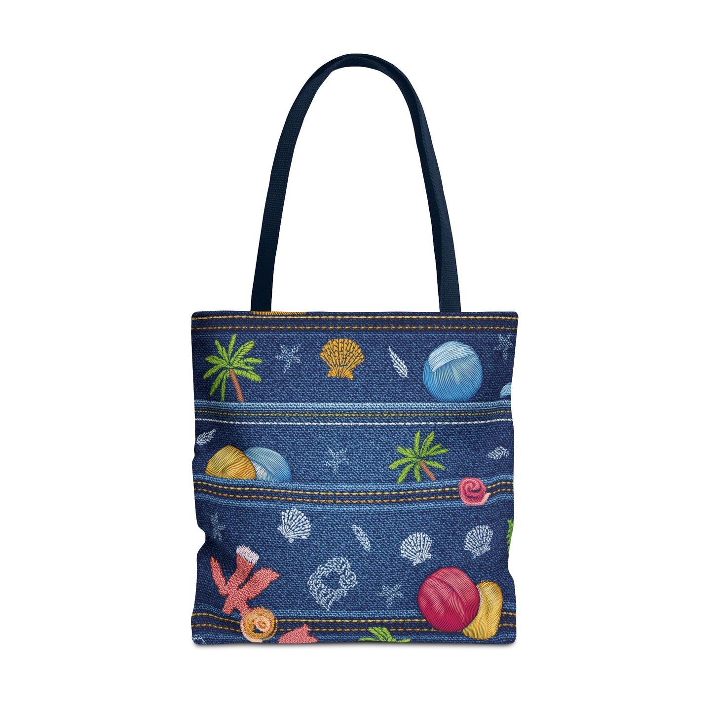 Denim Fabric Imitation Print Unisex Canvas Bag Poly Spun 3 Sizes Tote Bag 182-8