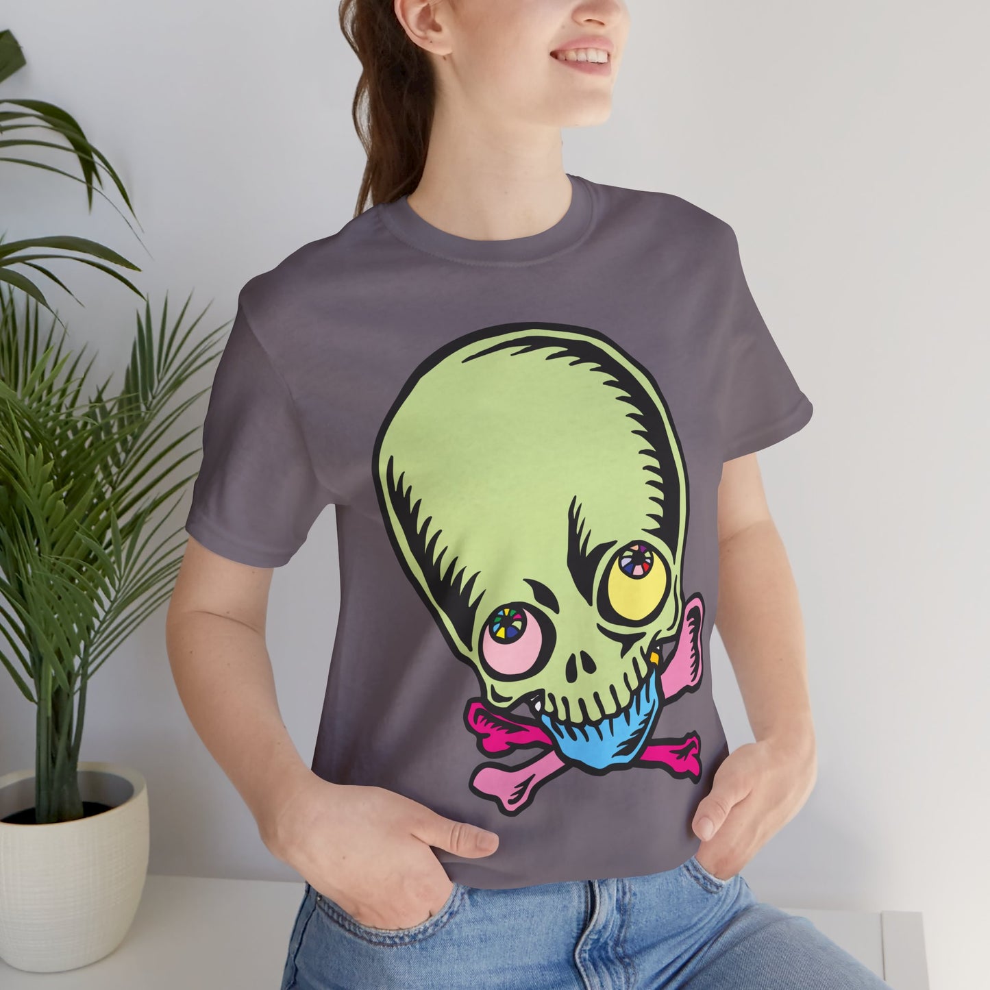 Lt Green Skull Graphic Design Tee, Skull Shirt, Vintage Tees, Art Design T-Shirt, Vintage Graphic Tee, Art Shirts with Skulls