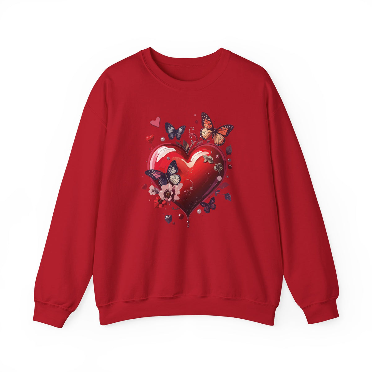Big Red Heart Graphic Valentine's Day Sweatshirt Unisex 50/50 Cotton-Poly Sweatshirt w84