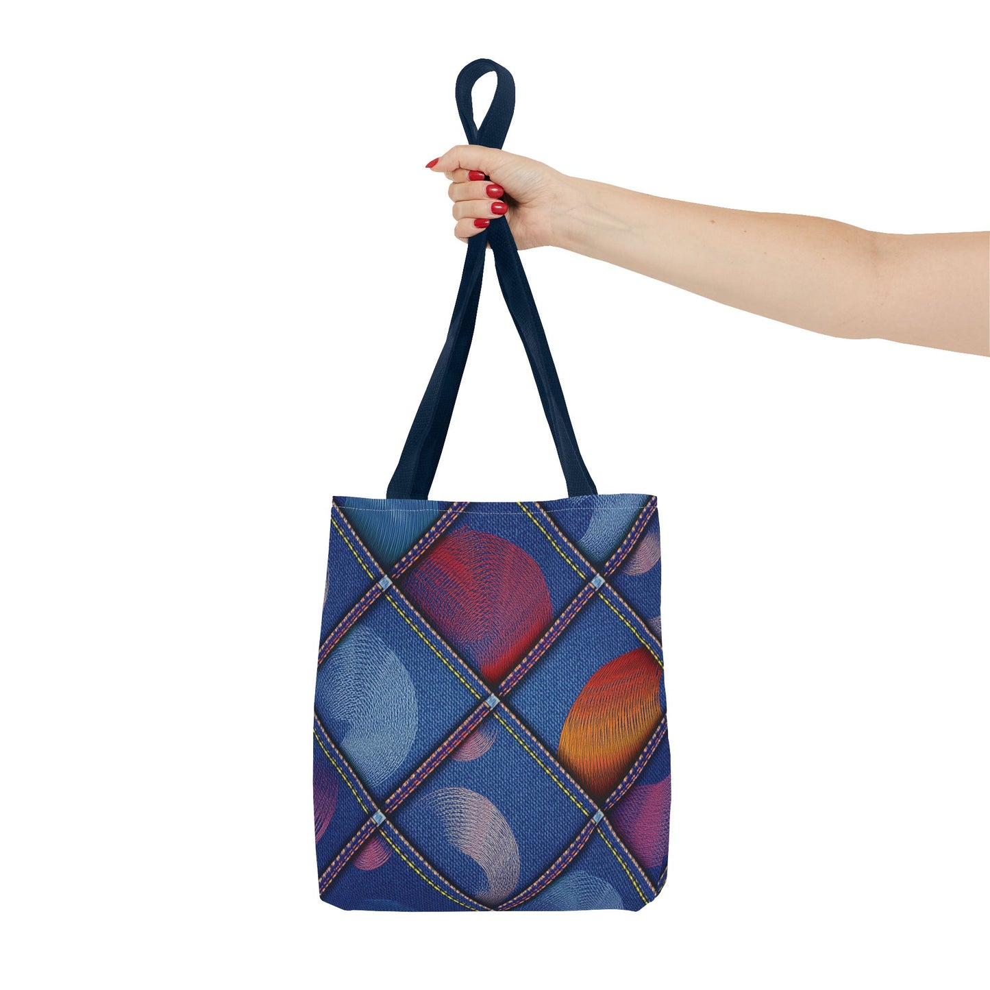 Denim Fabric Imitation Print Unisex Canvas Bag Poly Spun 3 Sizes Tote Bag 186-5