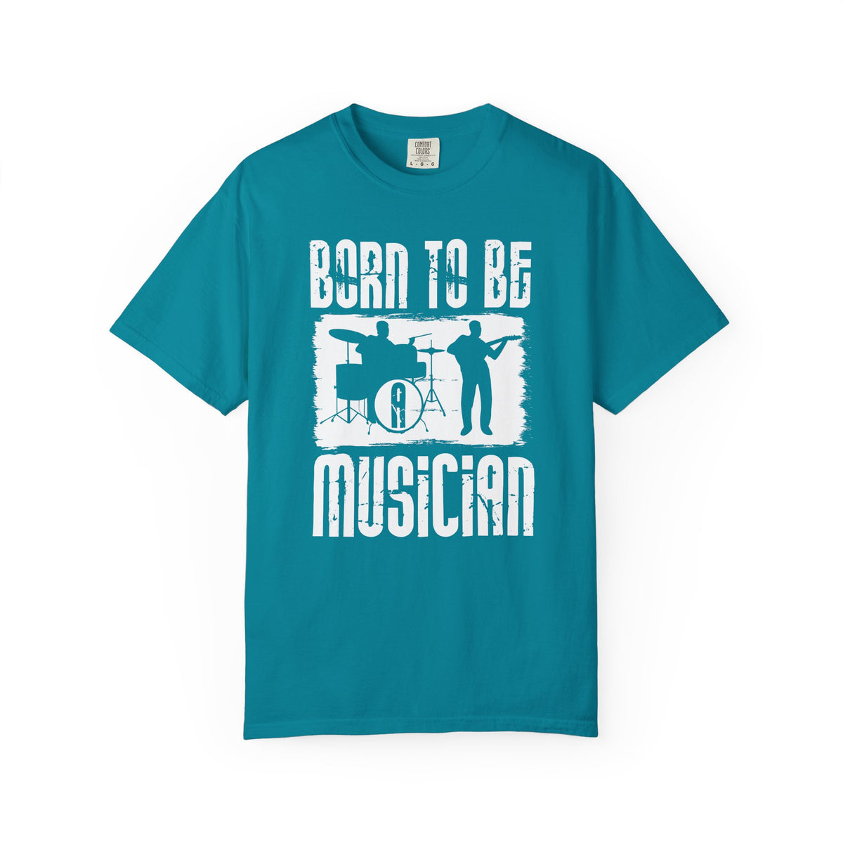 Born to Be Musician T-shirt Band Silhouette Drum Guitar Design Unisex Cotton Tee 009
