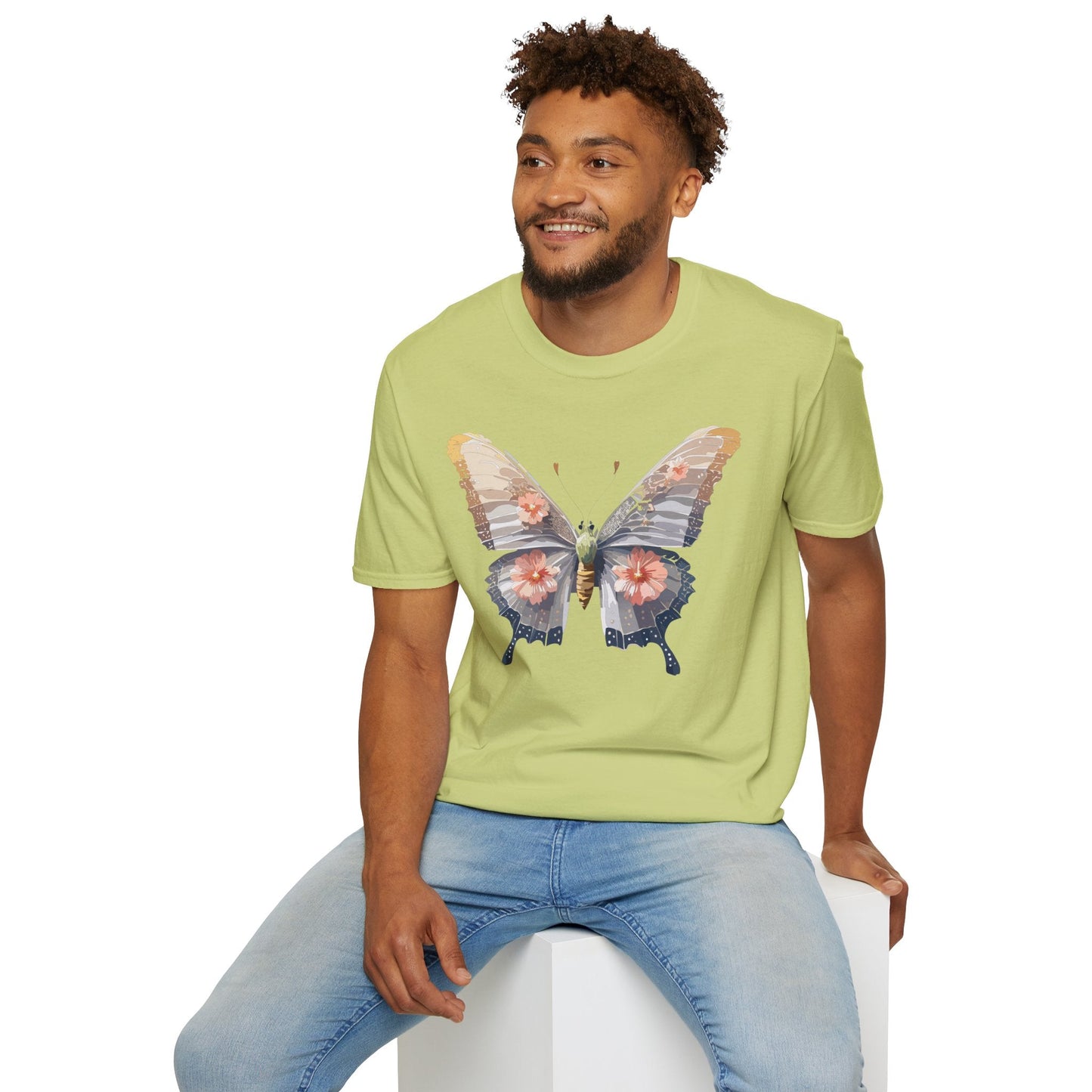 Butterfly T Shirt Unisex Monarch Design Gildan Softstyle 64000 100 Percent Ring Spun Cotton