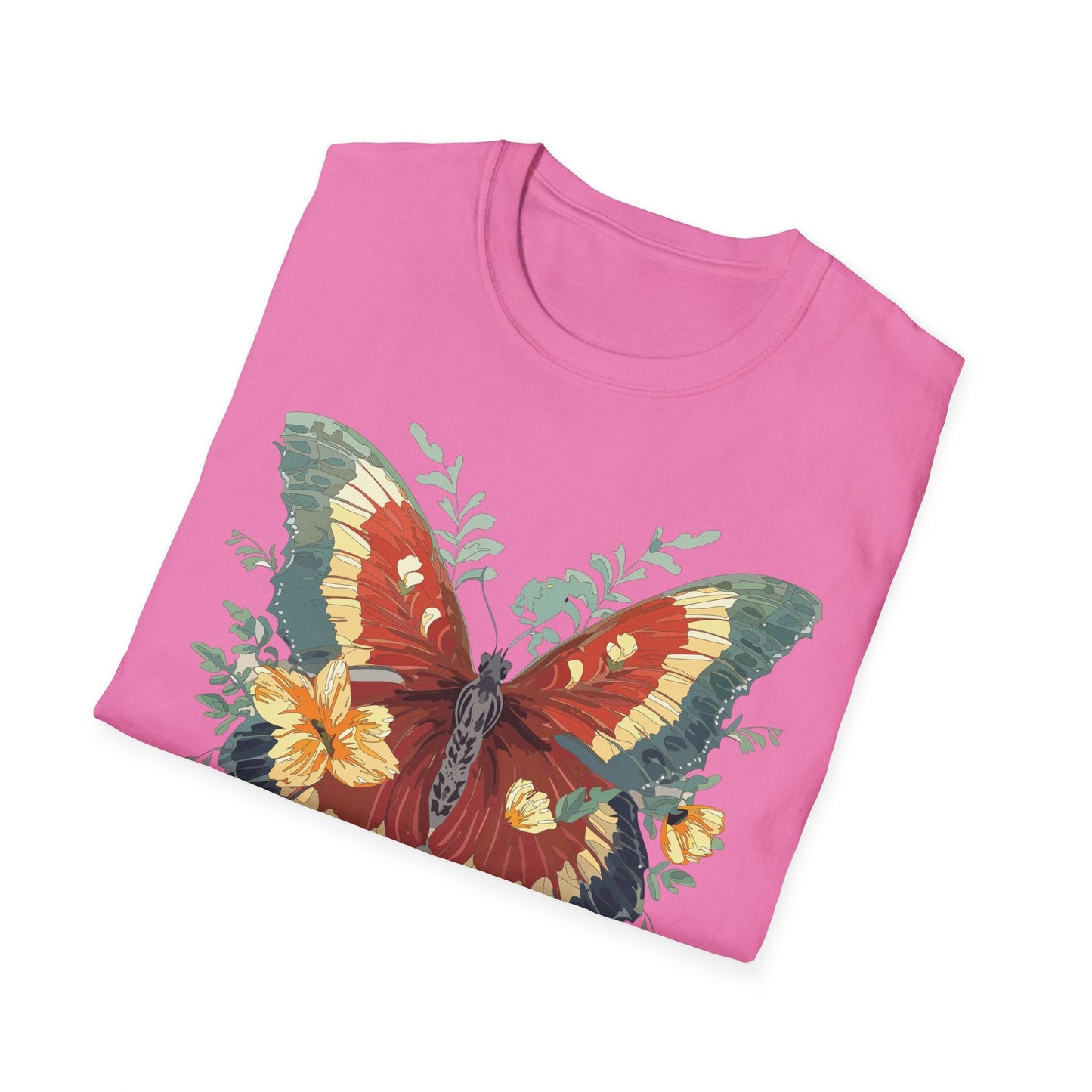 Butterfly T Shirt Unisex Gildan Softstyle 64000 Comfort Monarch Design 100 Percent Cotton