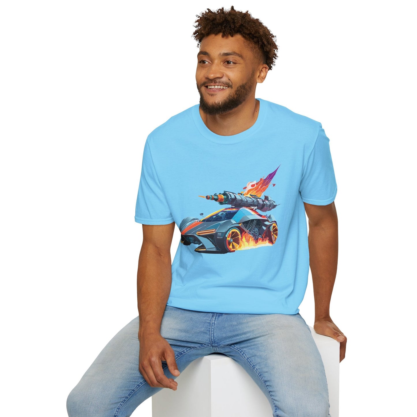 Car Graphic Unisex Cotto Softstyle Art Design with Hot Wheels Artwork Tee 5