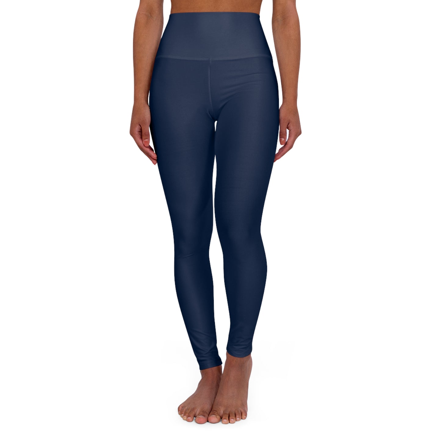 High-Waist Prussian Blue Yoga Leggings Women's Seamless Poly-Span Stretchy Solid Navy Activewear Pants