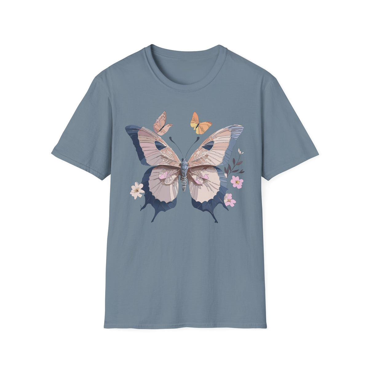 Pastel Butterfly Floral Wings Graphic Design Unisex 100 Cotton Gildan T-Shirt