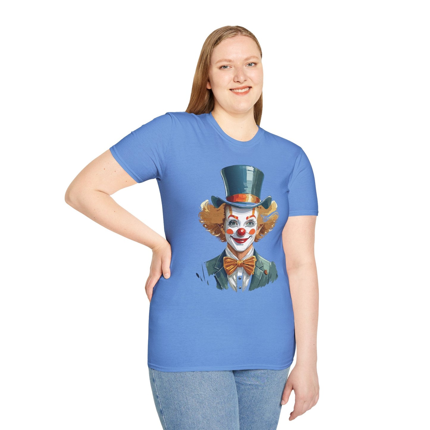 Funny Clown Shirt Unisex T Shirt Circus Style Tee With Scary Man Artwork Gildan 64000