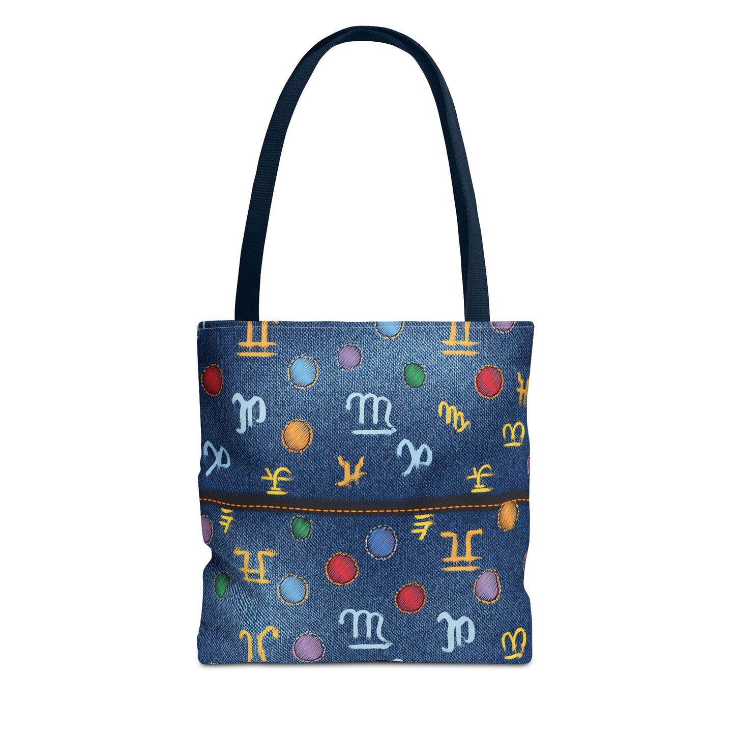 Denim Fabric Imitation Print Unisex Canvas Bag Poly Spun 3 Sizes Tote Bag 184-4