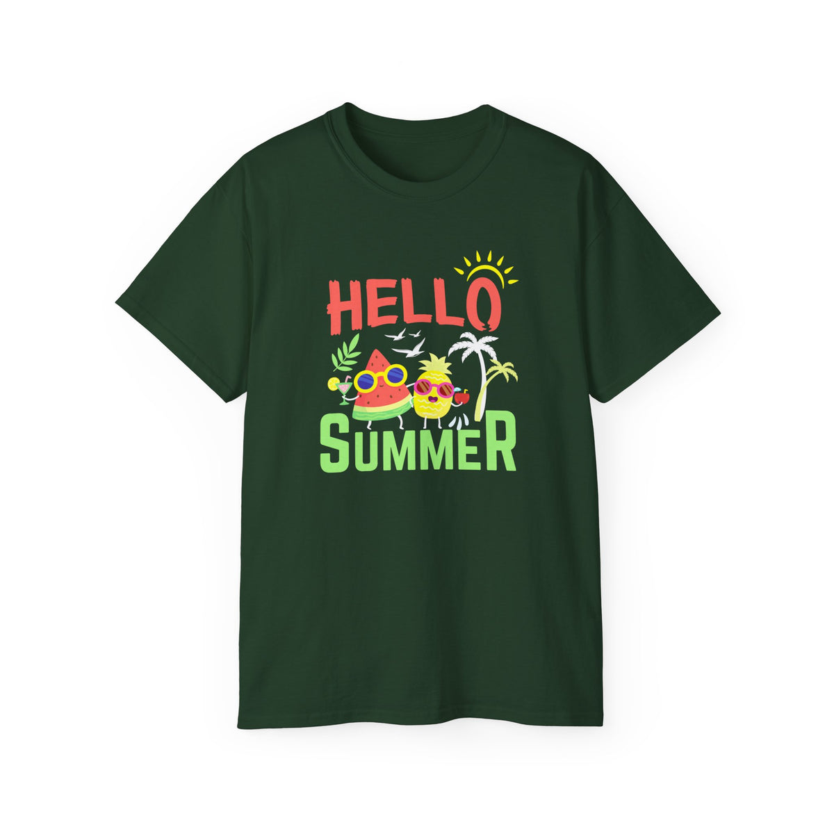 Hello Summer T-Shirt | Sunglasses Pineapple Palm Tree Summer Tee
