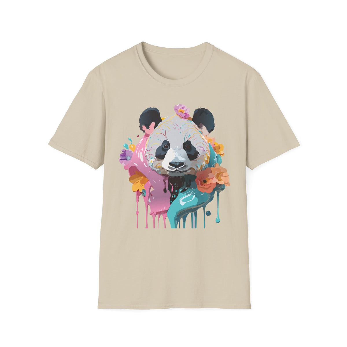 Colorful Floral Panda T-Shirt | Watercolor Drip Animal Art