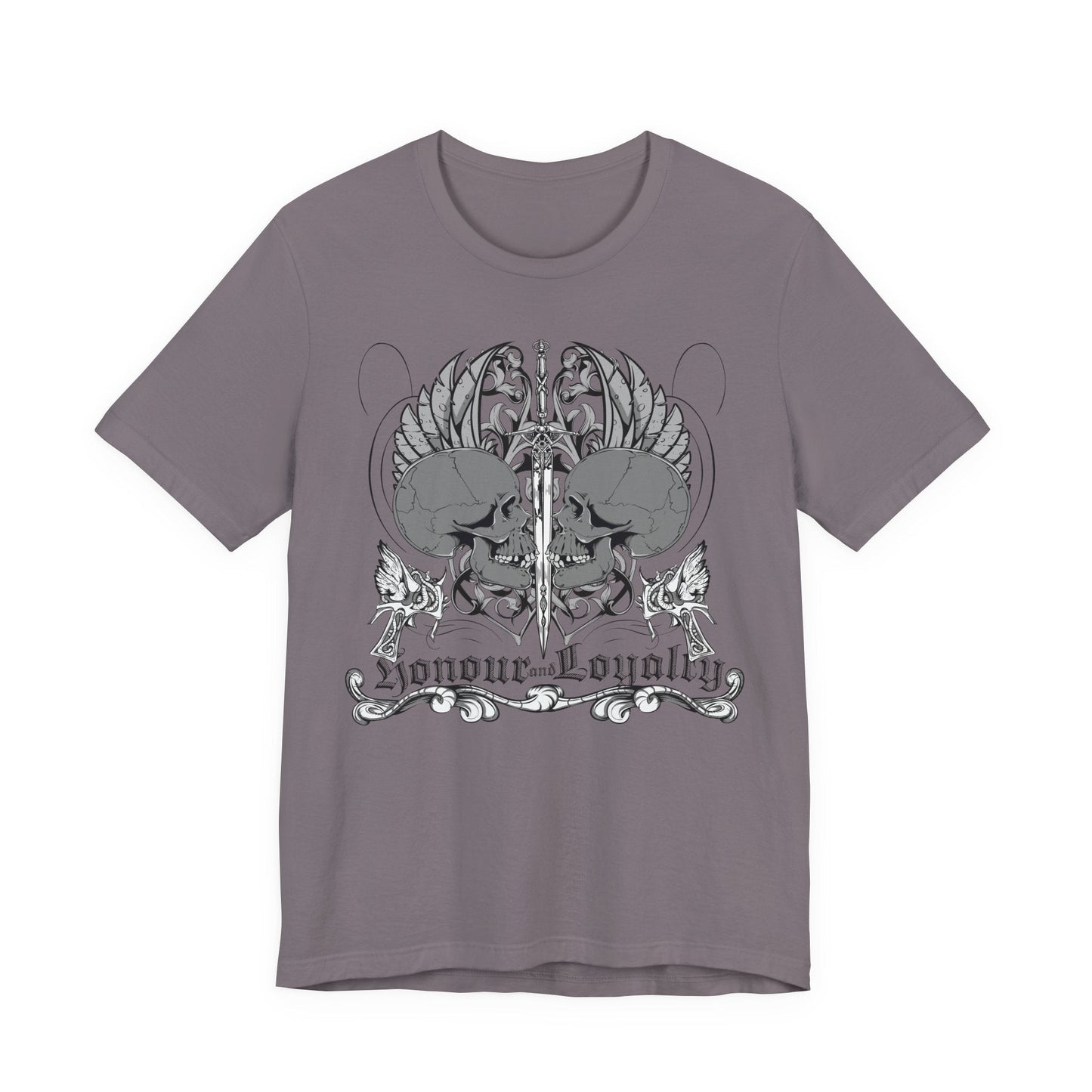 Honor Loyalty crest tee Gothic heraldry skulls wings emblem Art-48