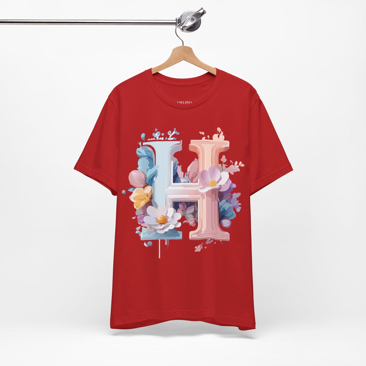 Letter H Shirt Graphic Tee Unisex Short Sleeve Premium Vintage Inspired Artwork Adelpha