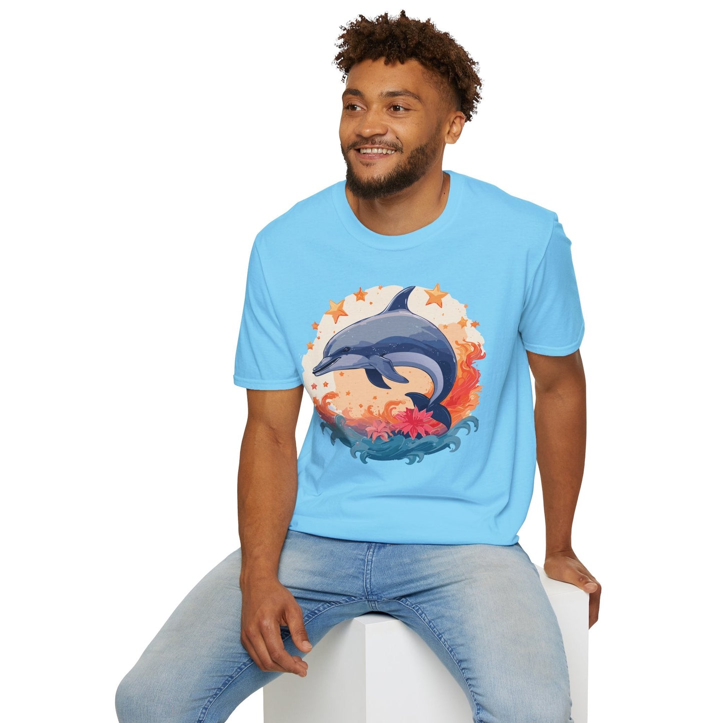 Dolphin Shirt Unisex Tee Gildan Softstyle 64000 100 Percent Ring Spun Cotton Comfort Wear